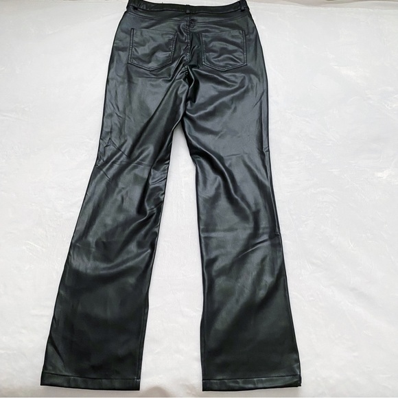 Zara Black Faux Leather Straight Leg Parted Ankle Pants - Picture 11 of 13